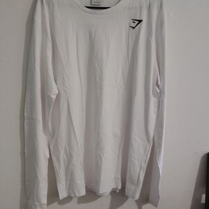 Gymshark White Long Sleeve Tee Classic Crew Neck